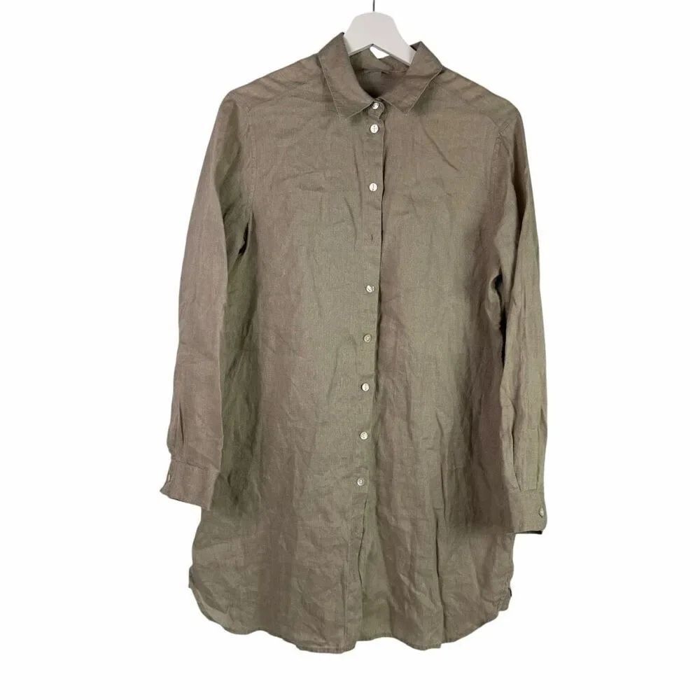 J. Jill Linen Khaki Dress XS missing buttons